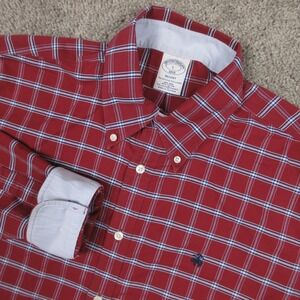 Brooks Brothers Red Plaid Button-Down Shirt with Blue & White Accents